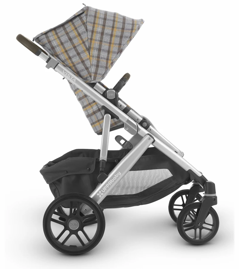 UPPAbaby 2019 VISTA Stroller - Spenser (Grey & Yellow Tartan/Silver/Moss Leather) 6 UPPAbaby 2019 VISTA Stroller - Spenser (Grey & Yellow Tartan/Silver/Moss Leather) - Image 4