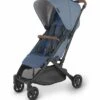 UPPAbaby MINU V2 Compact Stroller - Charlotte (Coastal Blue Melange / Carbon / Saddle Leather) -Stroller Promotion Store uppababy minu v2 compact stroller charlotte coastal blue melange carbon saddle leather 160