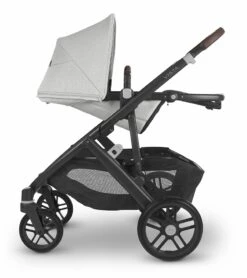UPPAbaby Vista V2 Single-to-Double Stroller - Anthony (White And Grey Chenille / Carbon / Chestnut Leather) -Stroller Promotion Store uppababy vista v2 single to double stroller anthony white and grey chenille carbon chestnut leather 87