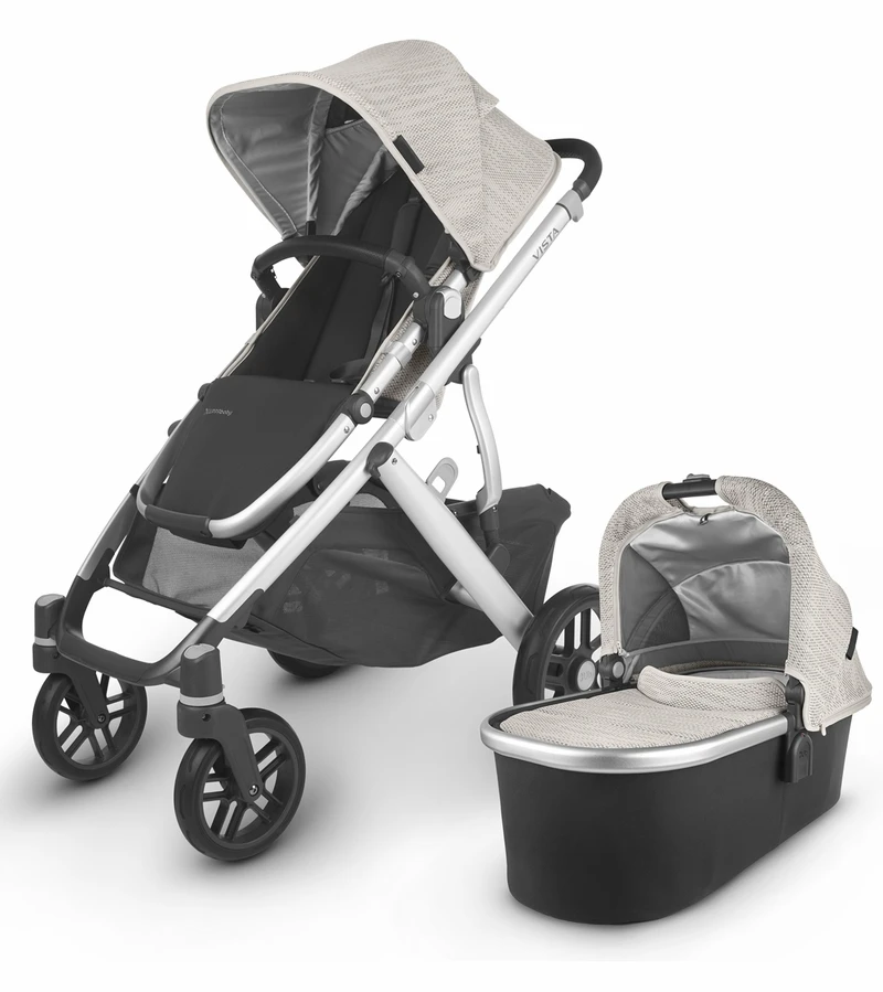 UPPAbaby Vista V2 Single-to-Double Stroller - Sierra (Dune Knit/Silver/Black Leather) 3 UPPAbaby Vista V2 Single-to-Double Stroller - Sierra (Dune Knit/Silver/Black Leather)