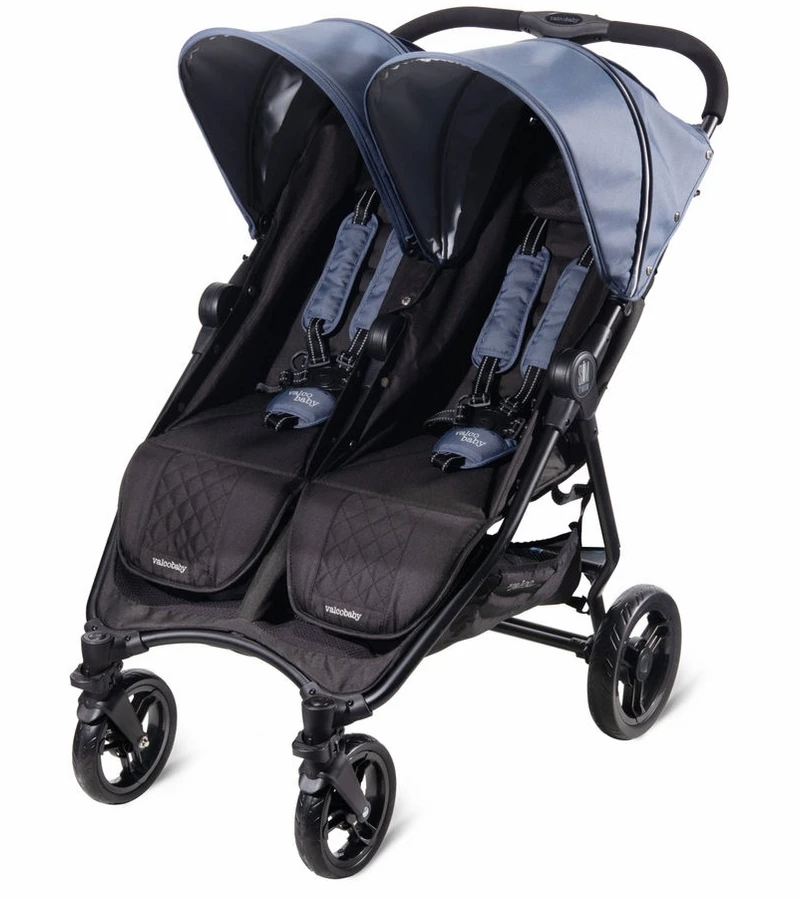 Valco Baby Slim Twin Side By Side Double Stroller - Glacier 3 Valco Baby Slim Twin Side By Side Double Stroller - Glacier