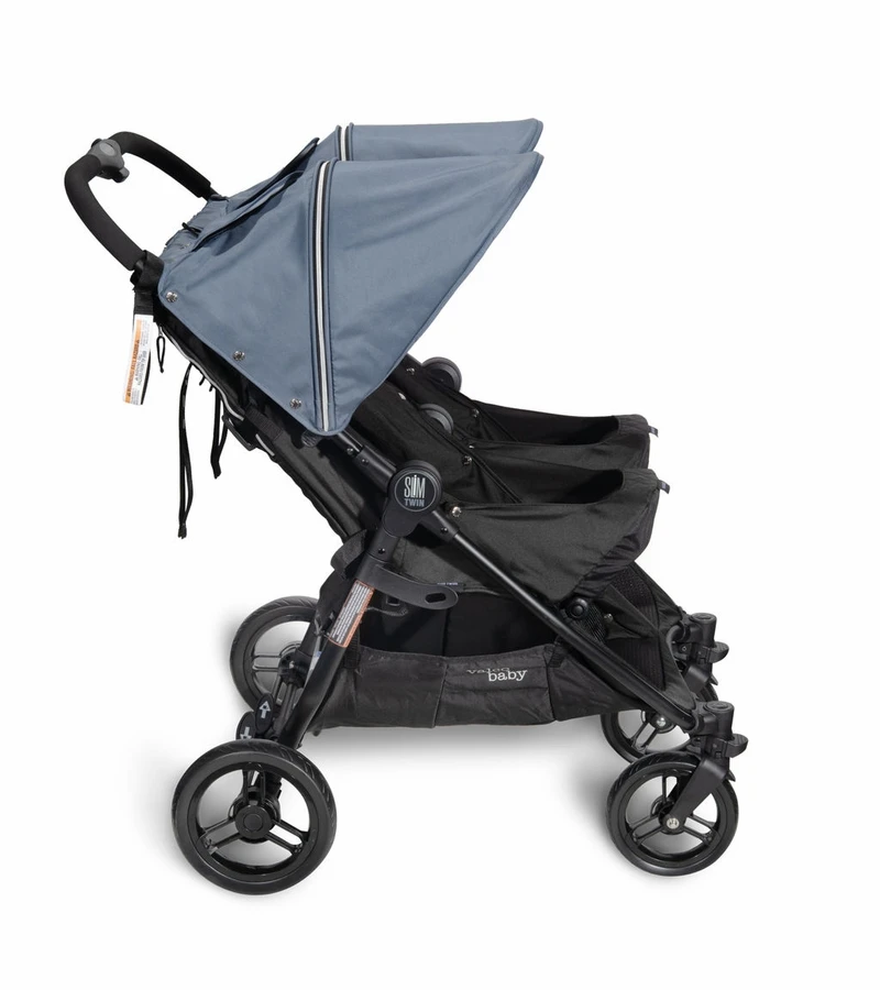 Valco Baby Slim Twin Side By Side Double Stroller - Glacier 5 Valco Baby Slim Twin Side By Side Double Stroller - Glacier - Image 3