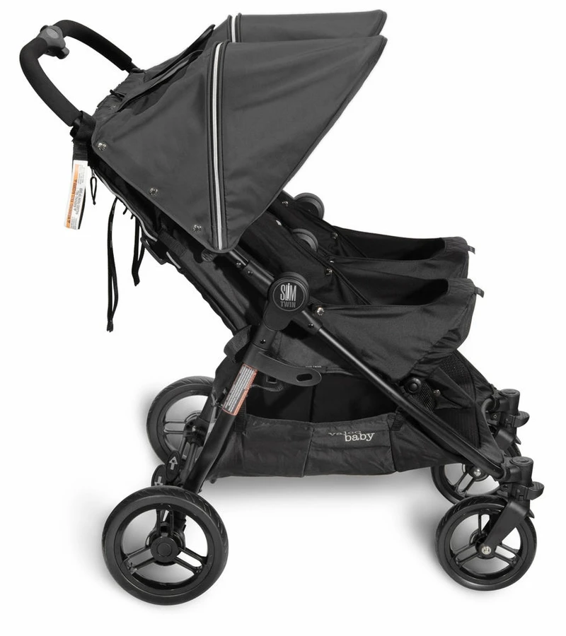 Valco Baby Slim Twin Side By Side Double Stroller - Licorice 5 Valco Baby Slim Twin Side By Side Double Stroller - Licorice - Image 3